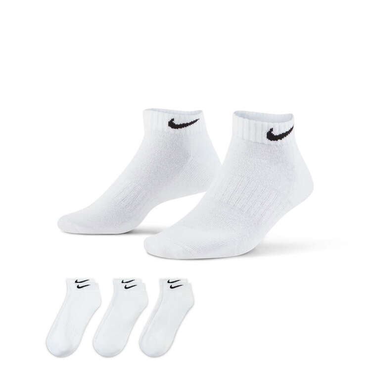 Nike Unisex Cushion Low Cut 3 Pack Socks, White, rebel_hi-res