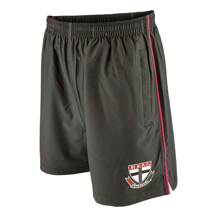 St Kilda Saints Mens Core Training Shorts Black S, Black, rebel_hi-res