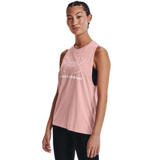 Under Armour Womens Sportstyle Logo Tank Pink XS, Pink, rebel_hi-res