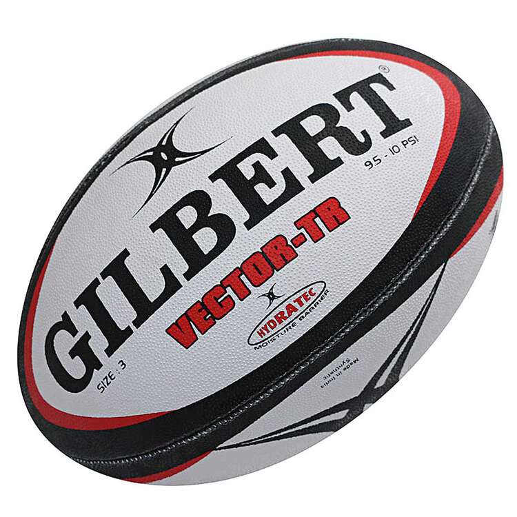 Gilbert Vector Training Rugby Ball White / Black 2.5, White / Black, rebel_hi-res