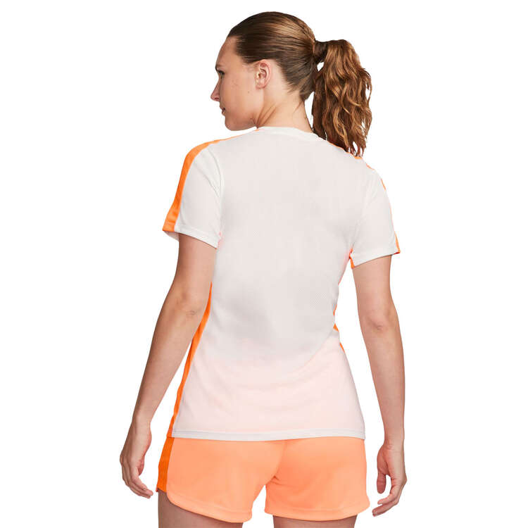 Nike Womens Dri-FIT Academy 23 Short-Sleeve Soccer Top, White/Orange, rebel_hi-res
