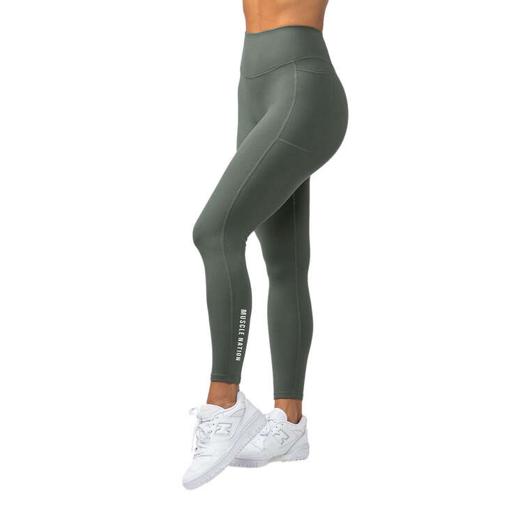 Muscle Nation Womens Everyday Pocket Ankle Leggings Green XS, Green, rebel_hi-res