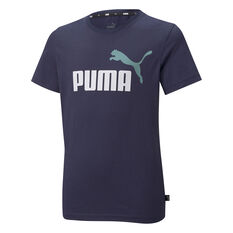 Puma Boys Essentials Two-Tone Logo Tee, Navy, rebel_hi-res