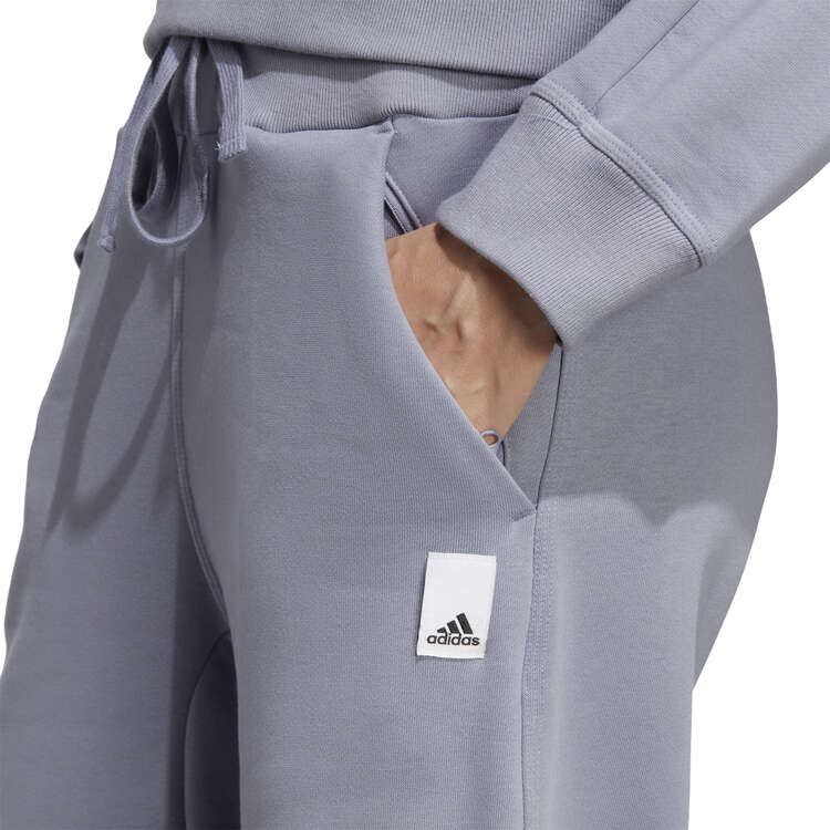 adidas Womens Lounge Fleece Wide Track Pants, Silver, rebel_hi-res