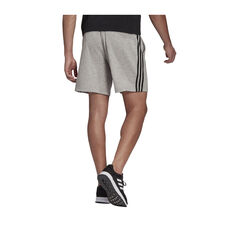 adidas Mens Essentials French Terry 3-Stripes Shorts Grey S, Grey, rebel_hi-res