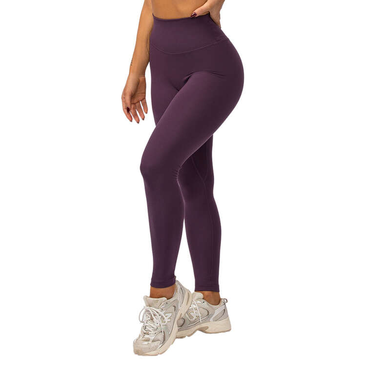 Muscle Nation Womens Zero Rise Everyday Ankle Length Tights Plum XS, Plum, rebel_hi-res