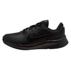 Nike Varsity Leather GS Kids Running Shoes Black US 4, Black, rebel_hi-res