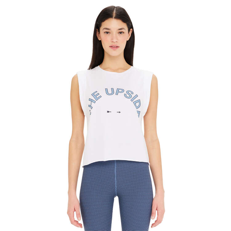 The Upside Womens Cropped Muscle Tank, White, rebel_hi-res