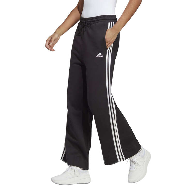 adidas Womens Essentials 3-Stripes French Terry Wide Pants Black XS, Black, rebel_hi-res