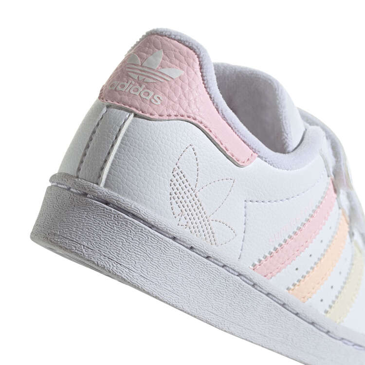 adidas Originals Superstar PS Kids Casual Shoes, White/Pink, rebel_hi-res