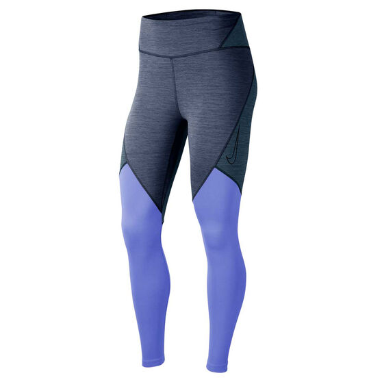Nike Womens One Mid-Rise Tights Blue XS, Blue, rebel_hi-res