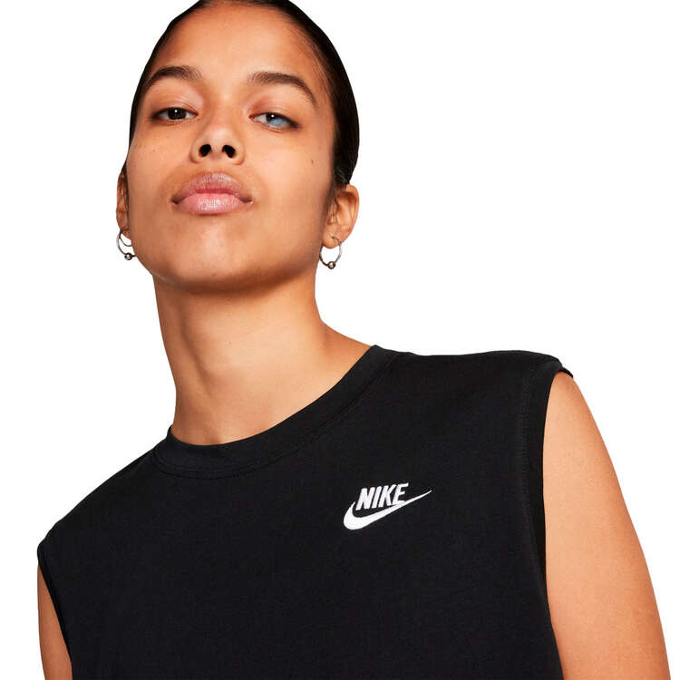 Nike Womens Sportswear Club Cropped Sleveless Tee, Black, rebel_hi-res