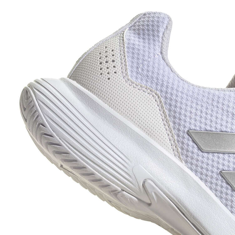 adidas GameCourt 2 Womens Tennis Shoes, White/Silver, rebel_hi-res