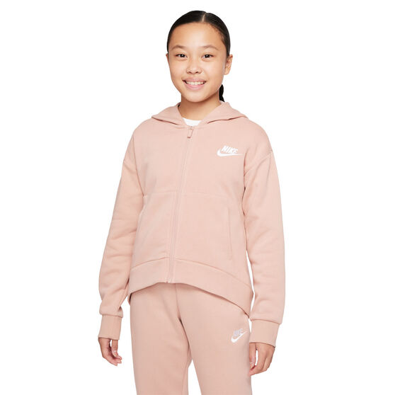 Nike Girls Sportswear VF Club Fleece Ful-Zip Hoodie Pink XS, Pink, rebel_hi-res