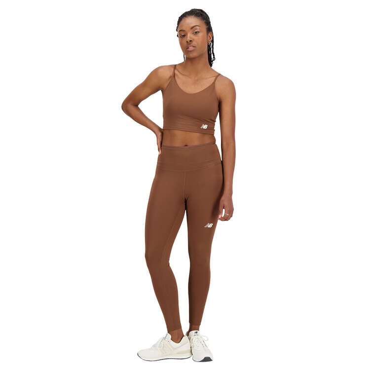 New Balance Womens Linear Heritage Soft Bra Top Brown XL