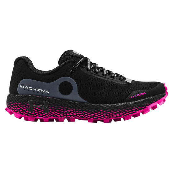 Under Armour HOVR Machina Off Road Womens Trail Running Shoes, Black/Pink, rebel_hi-res