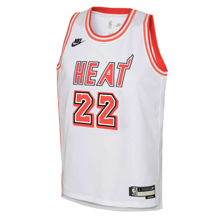 Miami Heat Jimmy Butler 22/23 Hardwood Classic Kids Jersey White XL, White, rebel_hi-res