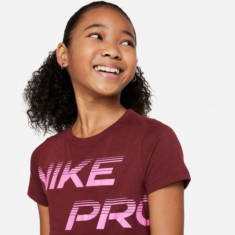 Nike Girls Pro Dri-FIT Cropped Tee, Red, rebel_hi-res