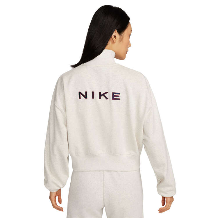 Nike Womens Sportswear Oversized 1/2 Zip Crop Fleece Sweatshirt Beige XS, Beige, rebel_hi-res