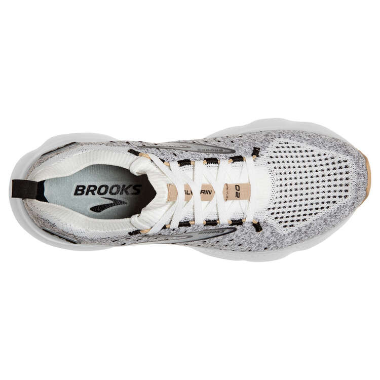 Brooks Glycerin 20 StealthFit Womens Running Shoes, White/Black, rebel_hi-res