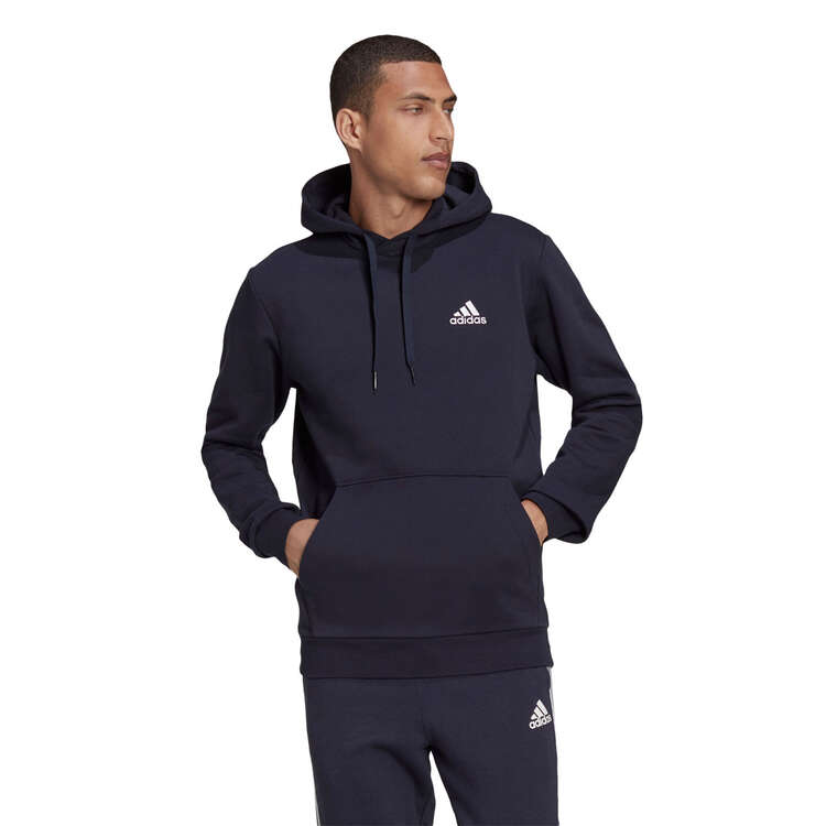 adidas Mens Fell Cozy Pullover Hoodie Navy/White XS, Navy/White, rebel_hi-res
