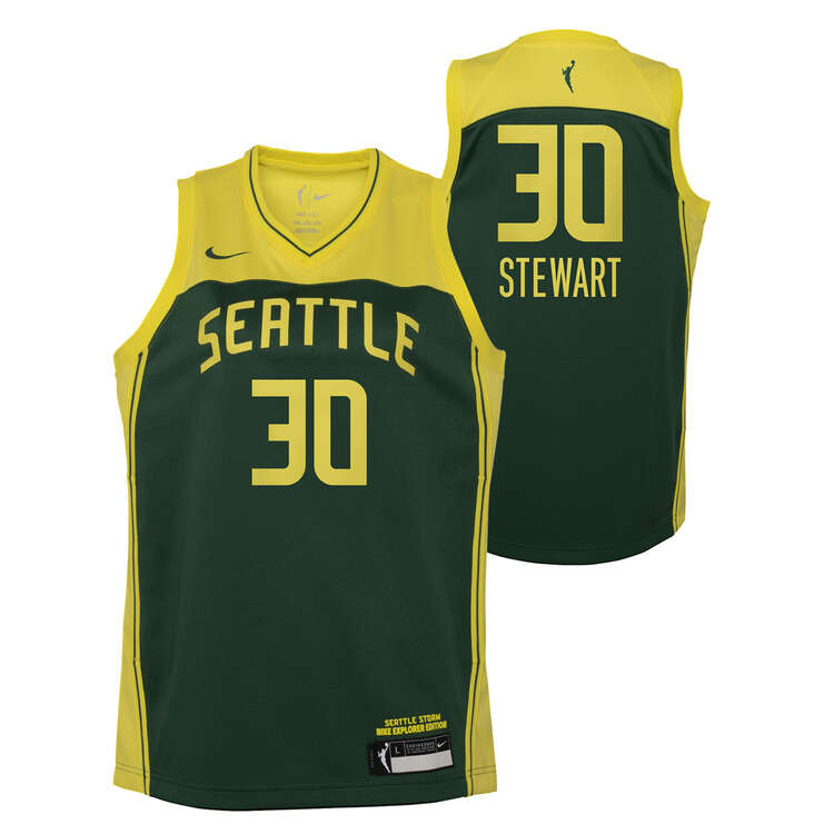 Seattle Storm Breanna Stewart 2021 Kids Basketball Jersey, Green, rebel_hi-res