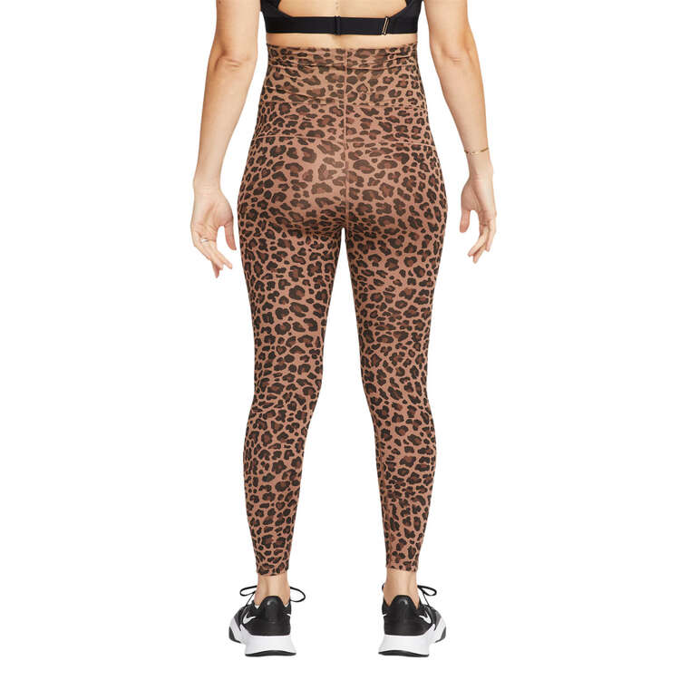 Nike Womens High-Waisted Leopard Print Maternity Tights, Brown, rebel_hi-res