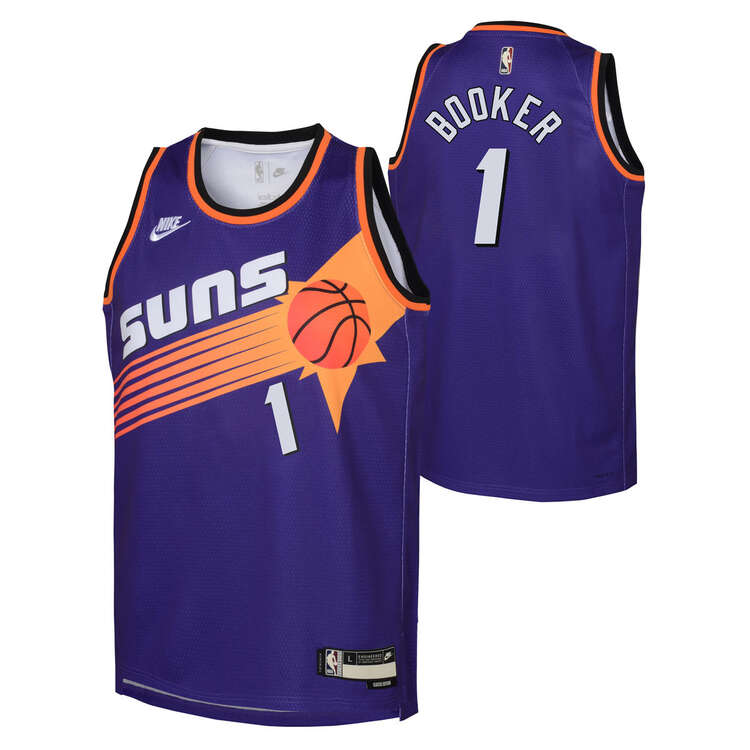Phoenix Suns Devin Booker 22/23 Hardwood Classic Kids Jersey Purple XL, Purple, rebel_hi-res