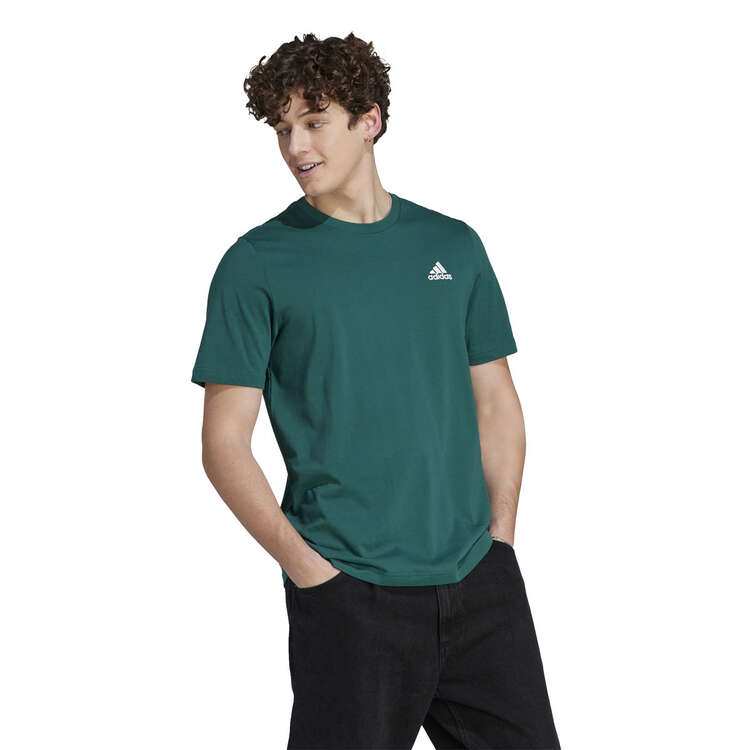 adidas Mens Essentials Single Jersey Embroidered Small Logo Tee, Green, rebel_hi-res