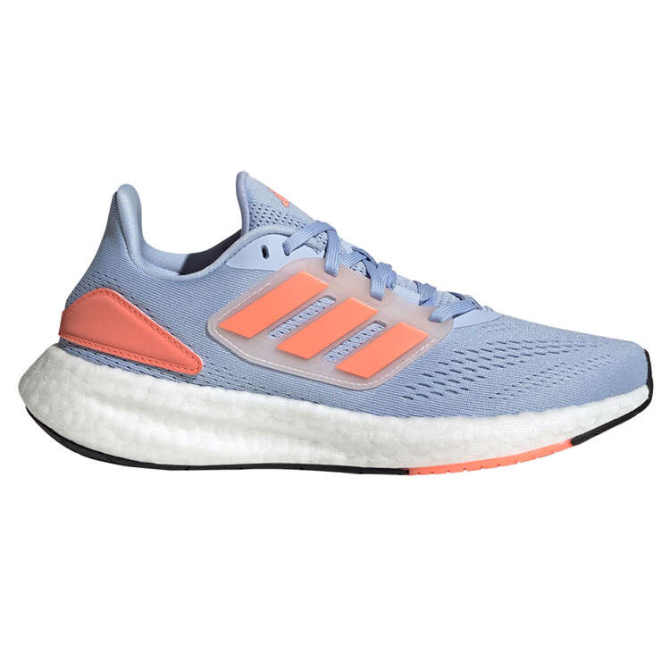 adidas Pureboost 22 Womens Running Shoes, Blue/Orange, rebel_hi-res