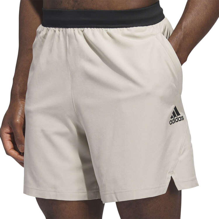 adidas Mens Axis 6 Inch Woven Training Shorts, Beige, rebel_hi-res