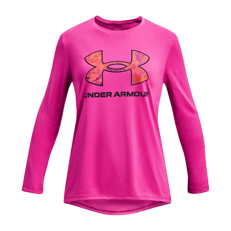 Under Armour Girls Tech Big Logo Top, Pink, rebel_hi-res