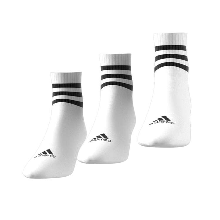 adidas 3-Stripes Cushioned Mid-Cut Socks, White, rebel_hi-res