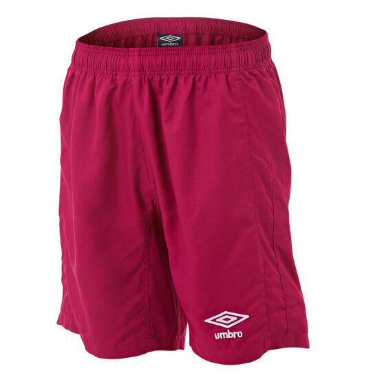 Umbro Kids Junior League Knit Shorts, Claret, rebel_hi-res