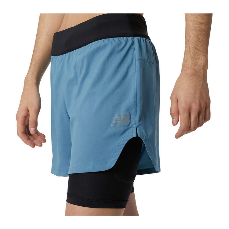 New Balance Mens Q Speed 2 in 1 5inch Shorts Blue XS, Blue, rebel_hi-res