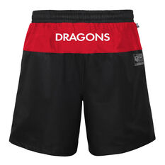 St George Illawarra Dragons Mens Performance Shorts, Black, rebel_hi-res