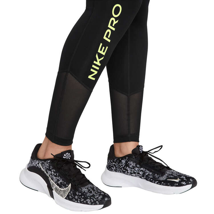Nike Pro Womens Mid-Rise Tights, Black, rebel_hi-res