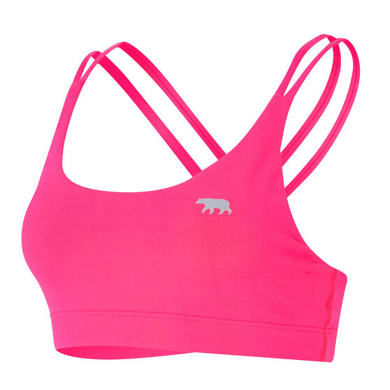 Running Bare Womens Midi Lotus Sports Bra Pink 8, Pink, rebel_hi-res