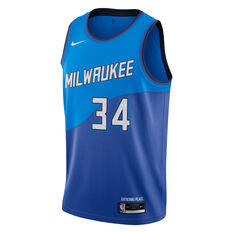 Nike Milwaukee Bucks Giannis Antetokounmpo 2020/21 Kids City Edition Swingman Jersey Blue S, Blue, rebel_hi-res