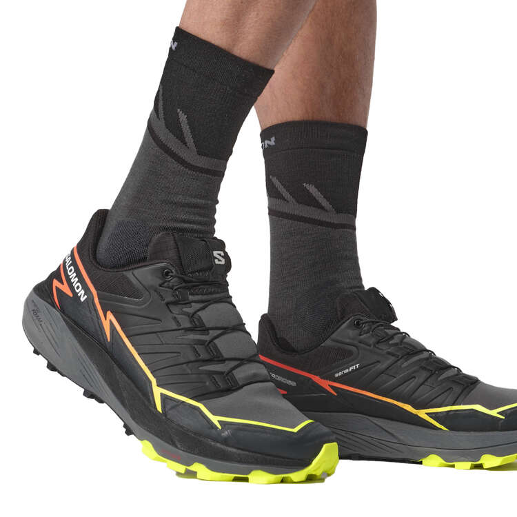 Salomon Thundercross Mens Trail Running Shoes, Black/Pink, rebel_hi-res