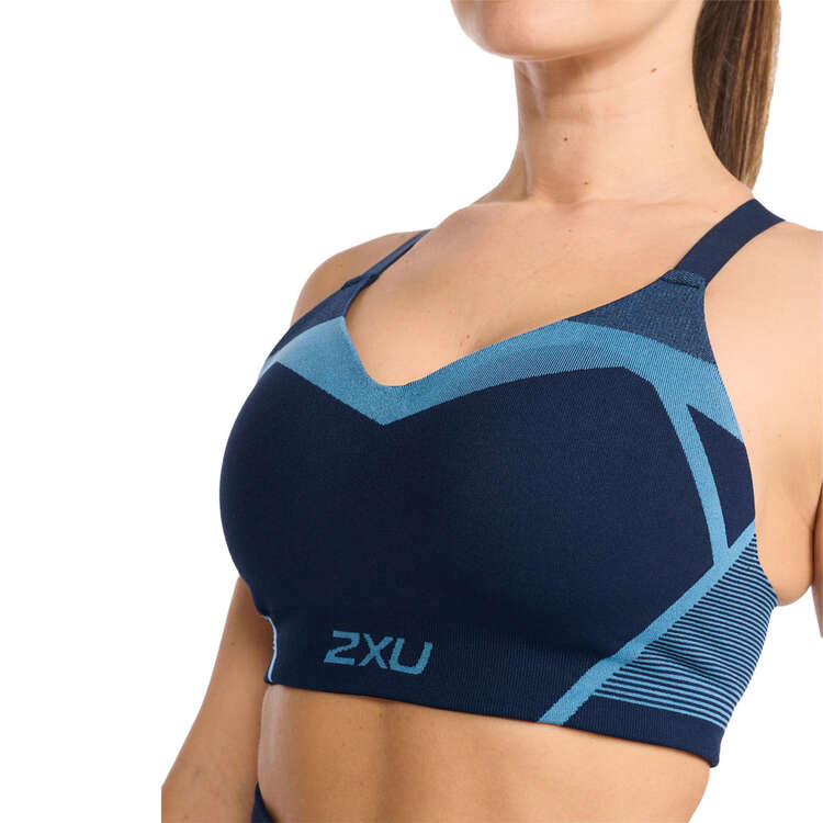 2XU Womens Motion Tech Sports Bra Blue M, Blue, rebel_hi-res