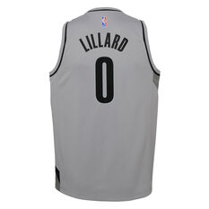 Portland Trail Blazers Damian Lillard 2020/21 Kids Earned Jersey, Grey, rebel_hi-res