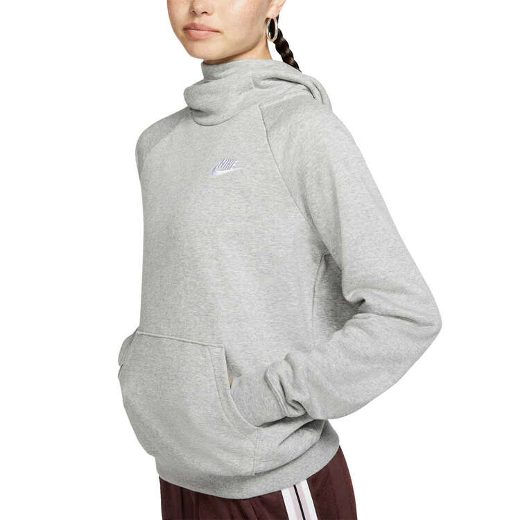 Nike Womens Sportswear Essentials Funnel Neck Fleece Hoodie, Grey, rebel_hi-res