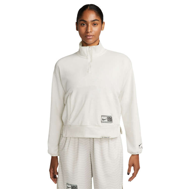 Nike Womens Swoosh Fly 1/4 Zip Basketball Sweatshirt, Grey, rebel_hi-res
