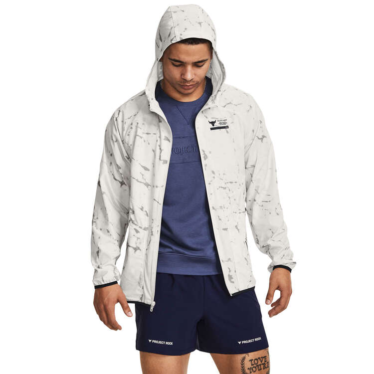 Under Armour Project Rock Mens Unstoppable Jacket White M, White, rebel_hi-res