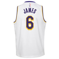 Nike Los Angeles Lakers LeBron James Kids Association Swingman Jersey White XL, White, rebel_hi-res