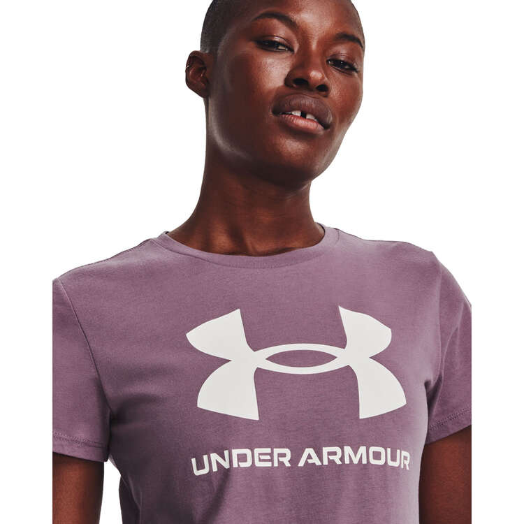 Under Armour Womens Sportstyle Logo Tee, Purple, rebel_hi-res