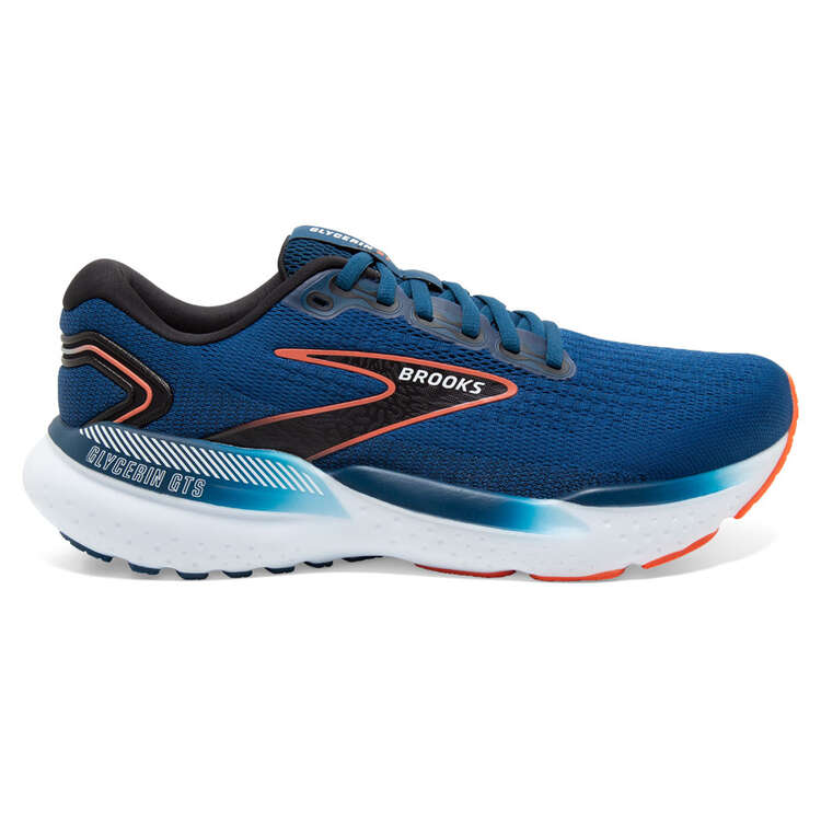 Brooks Glycerin GTS 21 Mens Running Shoes Blue/Orange US 8, Blue/Orange, rebel_hi-res