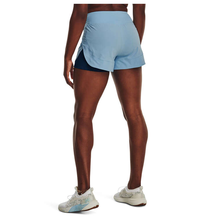 Under Armour Womens Flex Woven 2 in 1 Shorts, Blue, rebel_hi-res