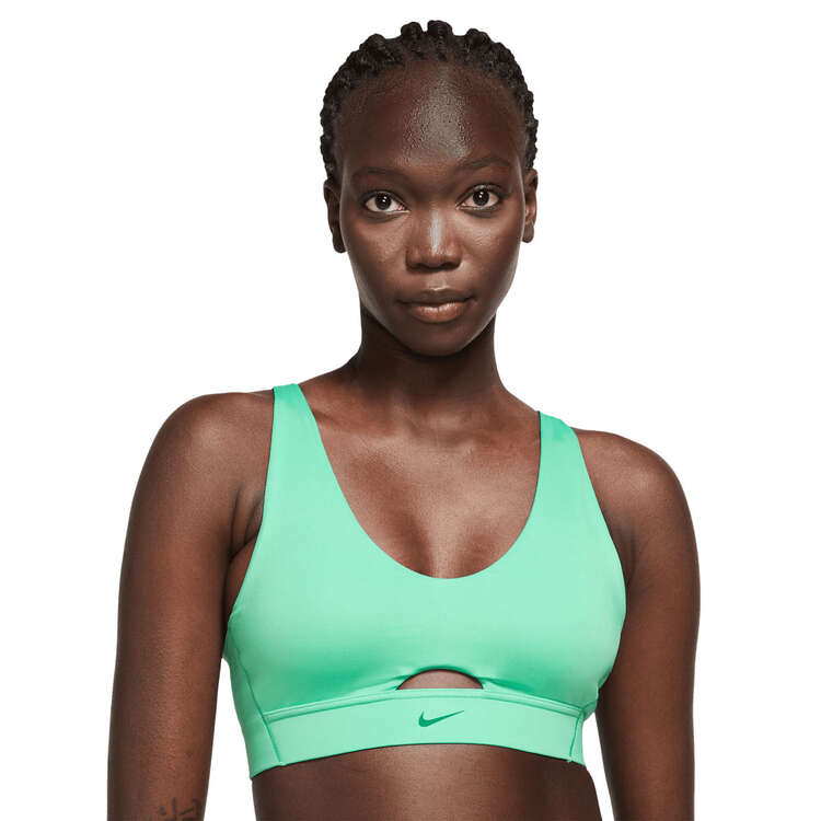Nike Womens Indy Medium Support Padded Plunge Cutout Sports Bra Green XS, Green, rebel_hi-res